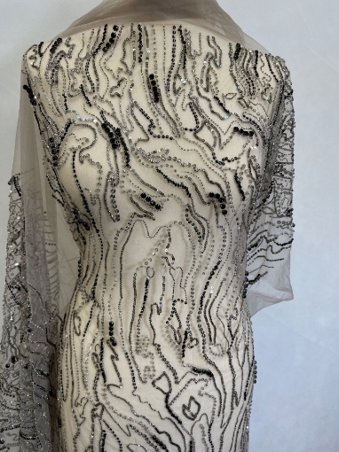 Picture of Metallic grey embroidery panels