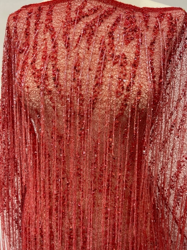 Picture of Mesh embroidery with red fringes