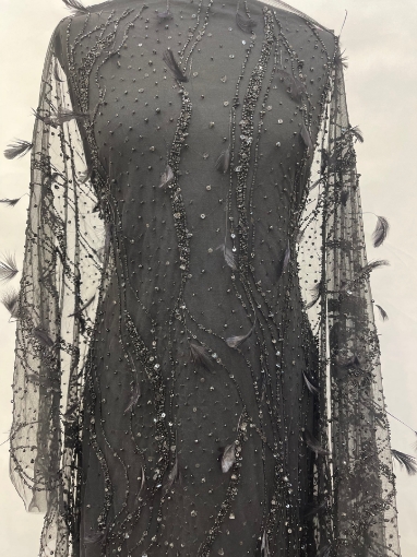 Picture of Beading with black feathers and beads