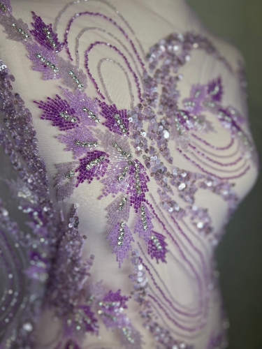 Picture of Purple/lilac embroidery with crystals and beads