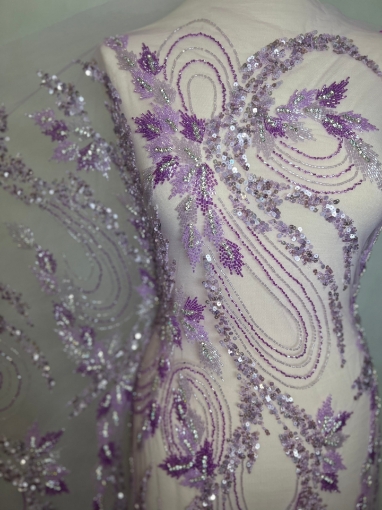 Picture of Purple/lilac embroidery with crystals and beads