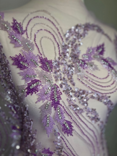 Picture of Purple/lilac embroidery with crystals and beads