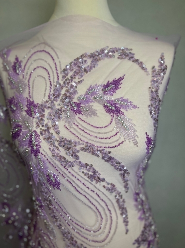 Picture of Purple/lilac embroidery with crystals and beads