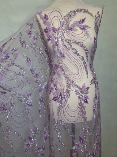 Picture of Purple/lilac embroidery with crystals and beads
