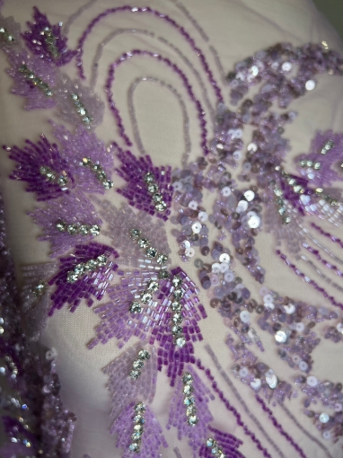 Picture of Purple/lilac embroidery with crystals and beads
