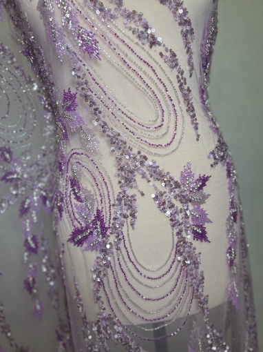 Picture of Purple/lilac embroidery with crystals and beads