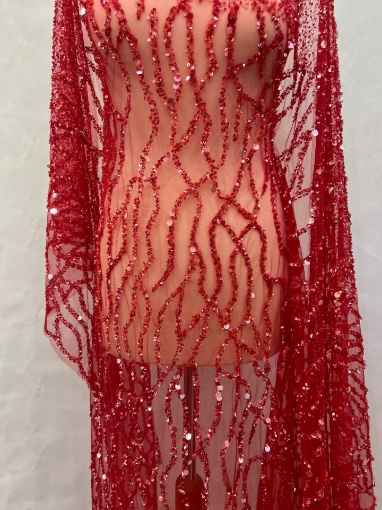 Picture of Embroidery with strings of red beads