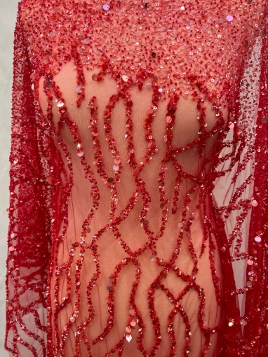 Picture of Embroidery with strings of red beads