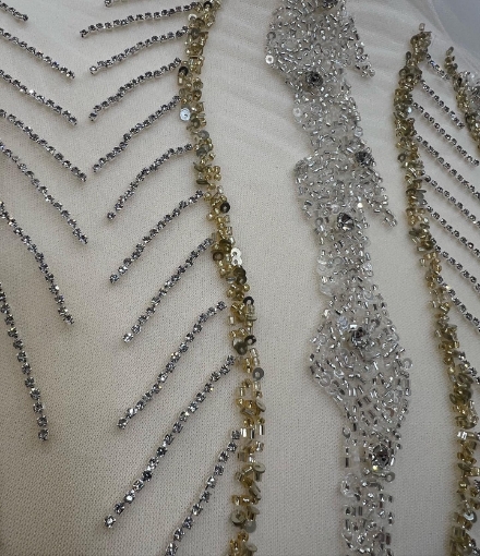 Picture of Crystal and gold bead embroidery