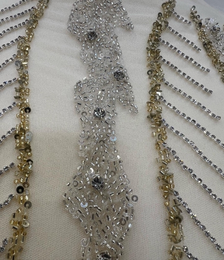 Picture of Crystal and gold bead embroidery