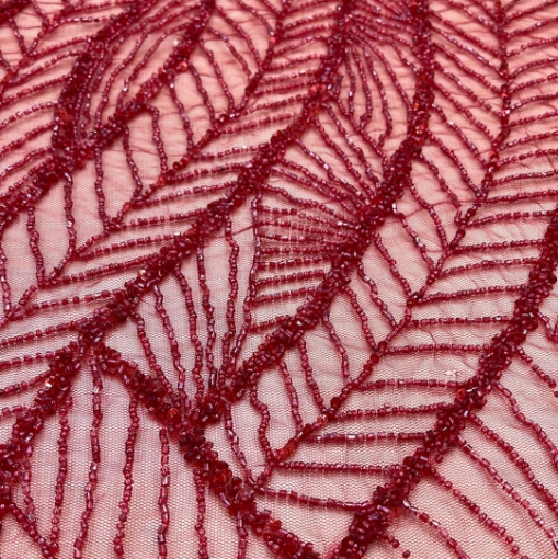 Picture of Burgundy embroidered waves