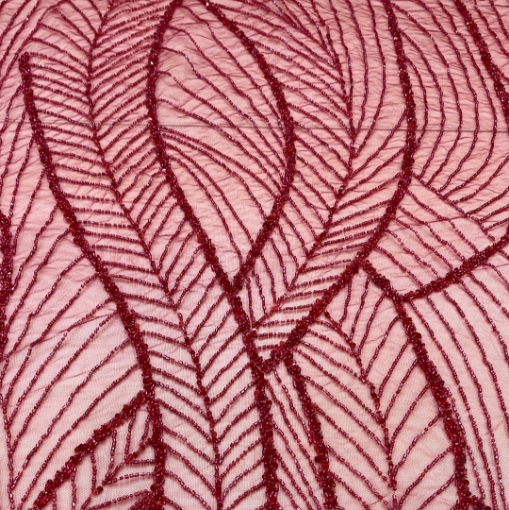 Picture of Burgundy embroidered waves