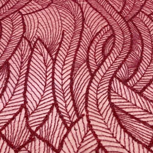 Picture of Burgundy embroidered waves