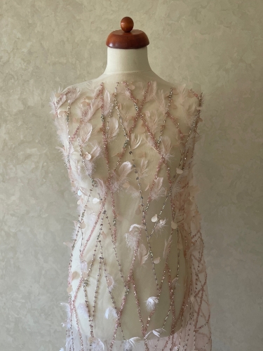 Picture of Luxury embroidery with feathers and crystals