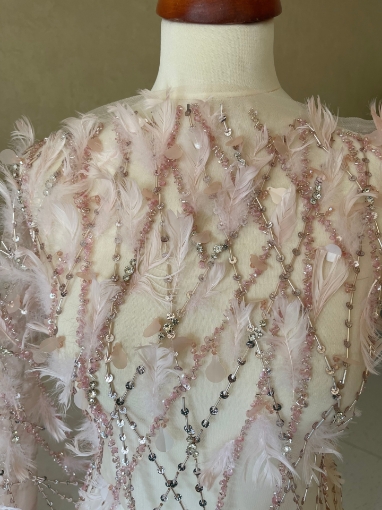 Picture of Luxury embroidery with feathers and crystals