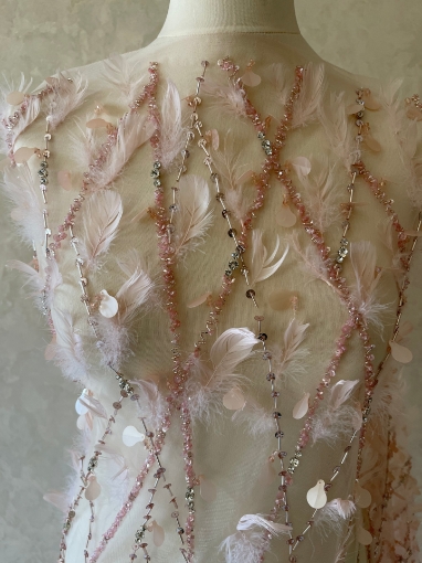Picture of Luxury embroidery with feathers and crystals