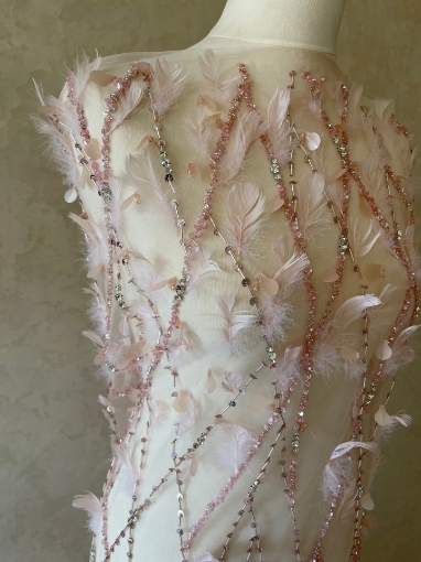 Picture of Luxury embroidery with feathers and crystals