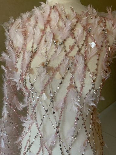Picture of Luxury embroidery with feathers and crystals