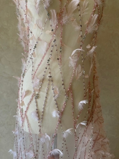 Picture of Luxury embroidery with feathers and crystals