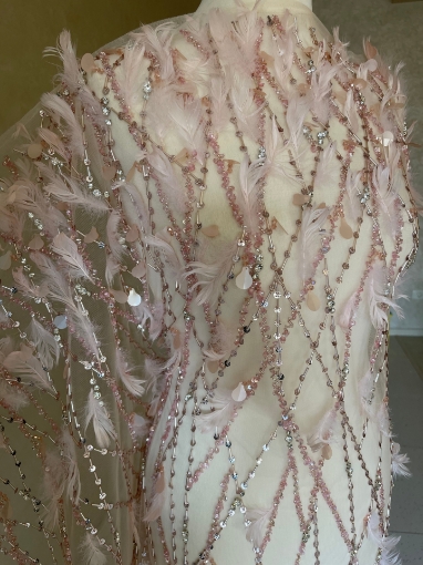 Picture of Luxury embroidery with feathers and crystals