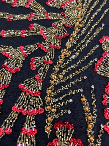 Picture of "Bead and Sequin Embroidery Golden Red"