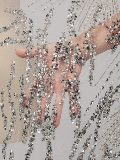 Picture of Silver embroidery with Rays crystals