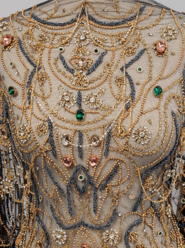 Picture of "Golden crystal and fringe embroidery"