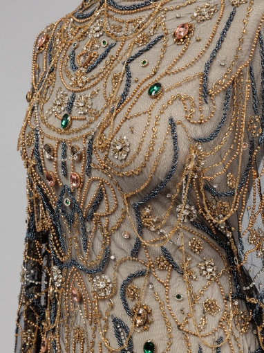 Picture of "Golden crystal and fringe embroidery"