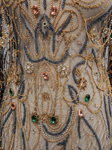 Picture of "Golden crystal and fringe embroidery"