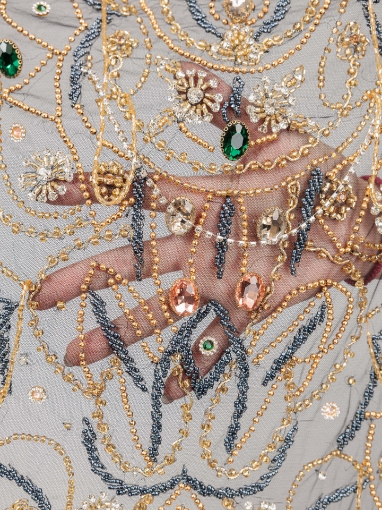Picture of "Golden crystal and fringe embroidery"