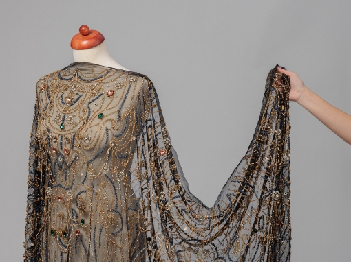 Picture of "Golden crystal and fringe embroidery"