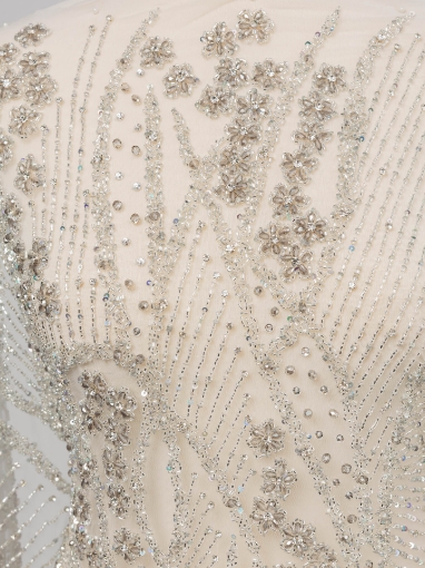 Picture of Silver smoke crystal embroidery - floral pattern