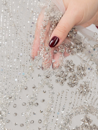 Picture of Silver smoke crystal embroidery - floral pattern