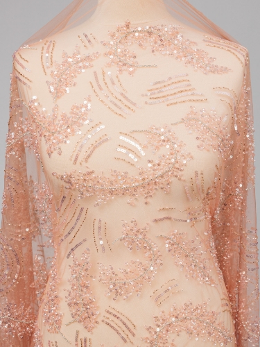 Picture of Salmon pink embroidery with crystals