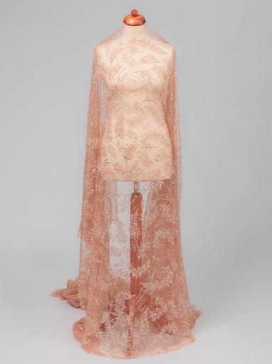 Picture of Salmon pink embroidery with crystals