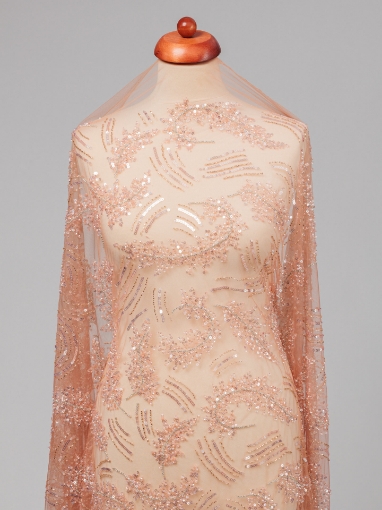 Picture of Salmon pink embroidery with crystals
