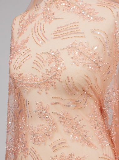 Picture of Salmon pink embroidery with crystals