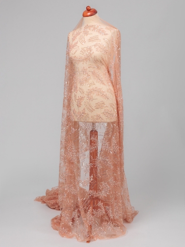 Picture of Salmon pink embroidery with crystals