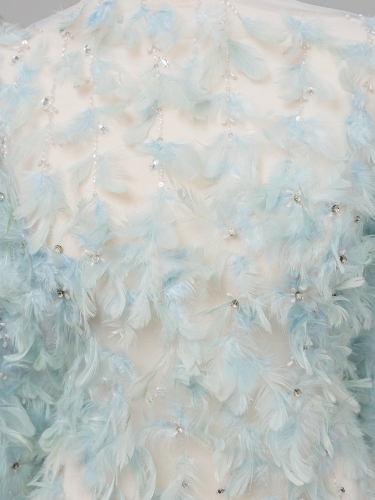 Picture of Spectacular embroidery with feathers and pearls.