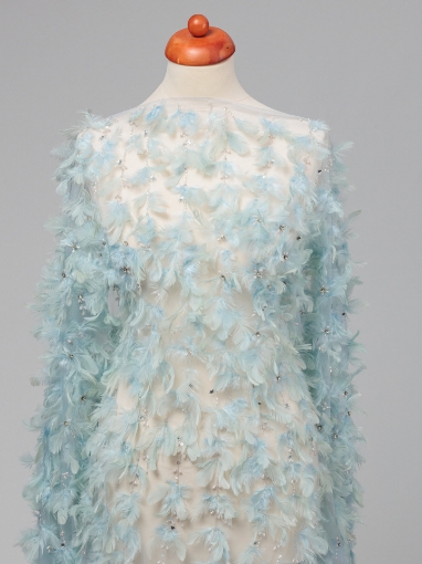 Picture of Spectacular embroidery with feathers and pearls.