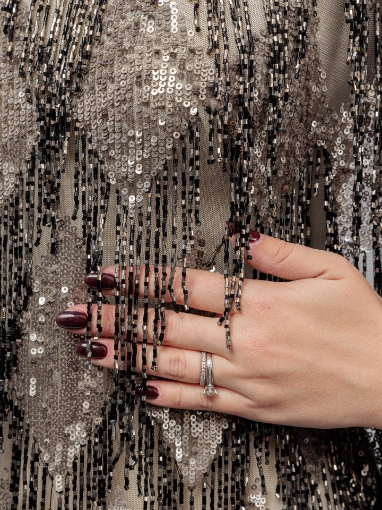 Picture of Fringe embroidery in shades of bronze/black/gray