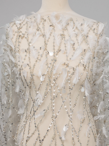 Picture of Luxury embroidery with feathers and crystals