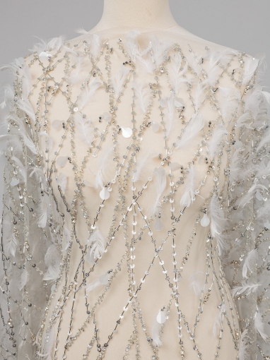 Picture of Luxury embroidery with feathers and crystals