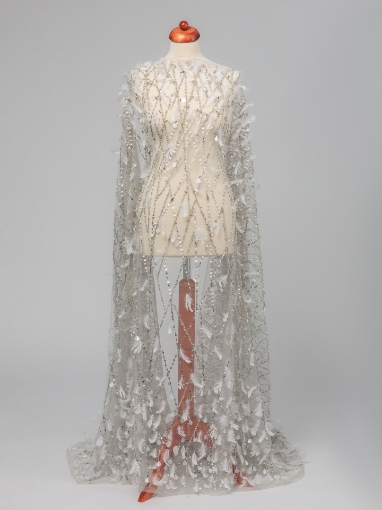 Picture of Luxury embroidery with feathers and crystals