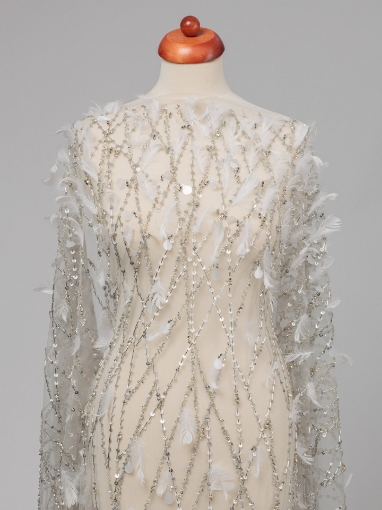 Picture of Luxury embroidery with feathers and crystals