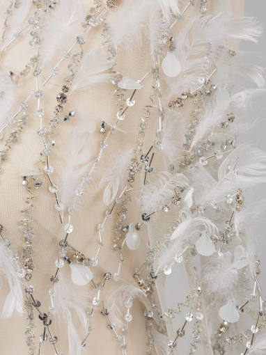 Picture of Luxury embroidery with feathers and crystals