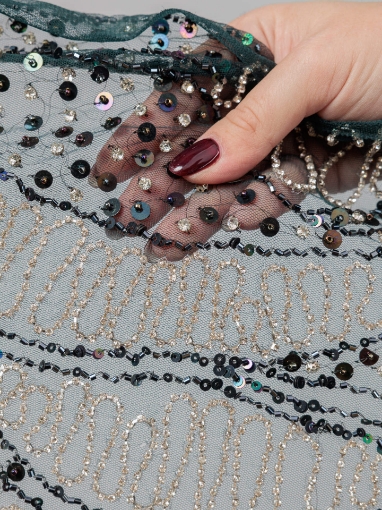 Picture of Bead and Petrol Green Crystal Embroidery