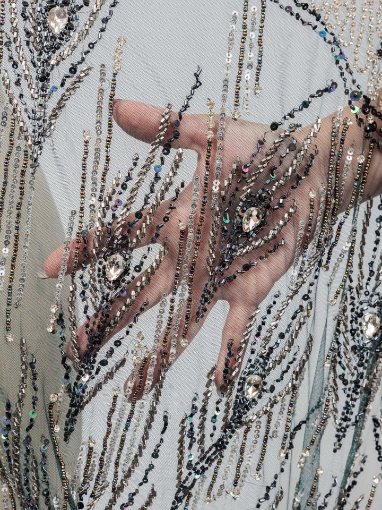 Picture of Bead and Petrol Green Crystal Embroidery