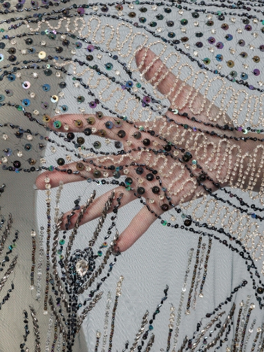 Picture of Bead and Petrol Green Crystal Embroidery