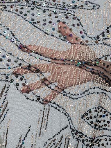 Picture of Bead and Petrol Green Crystal Embroidery